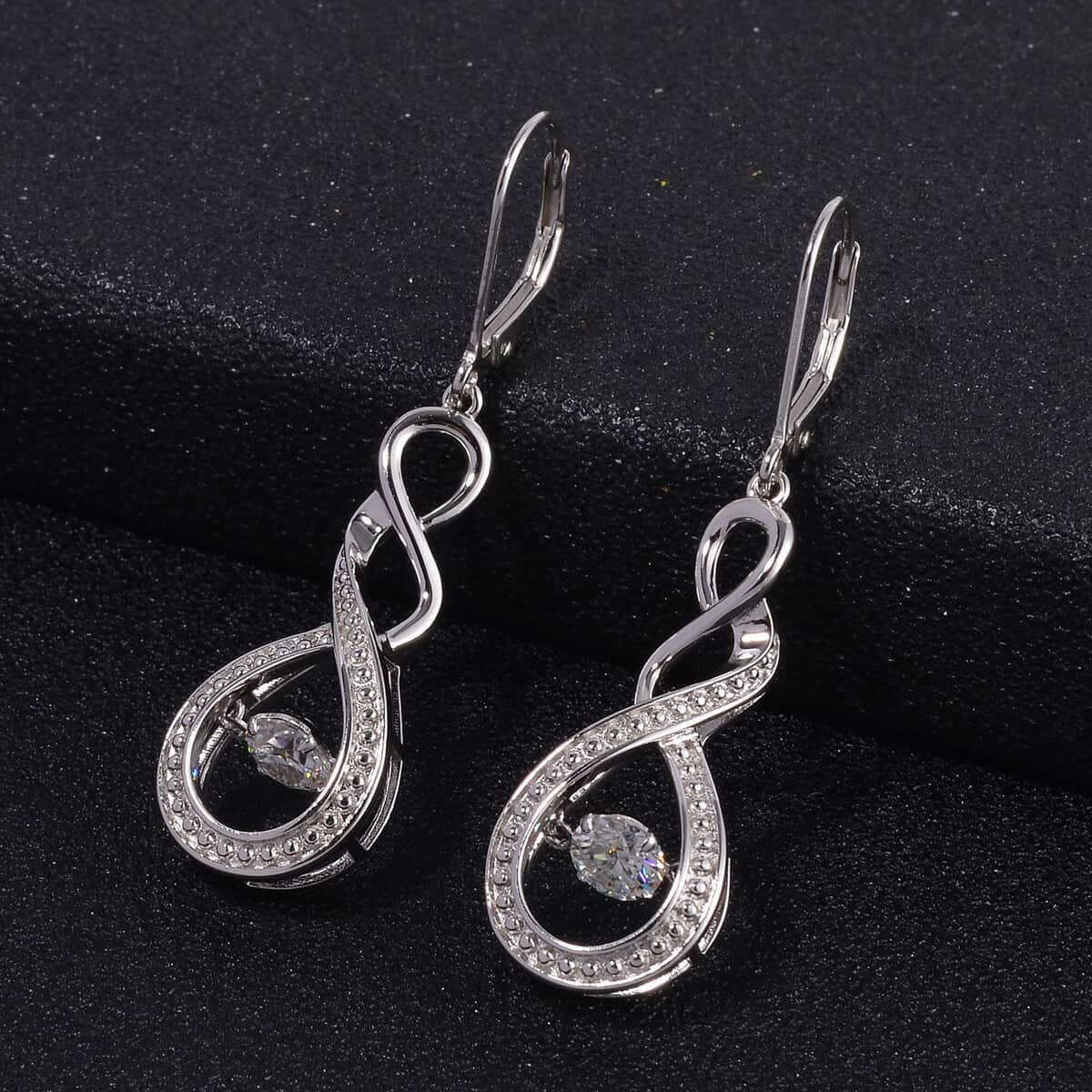 Moissanite Lever Back Earrings in Platinum Over Sterling Silver 0.90 ctw image number 1