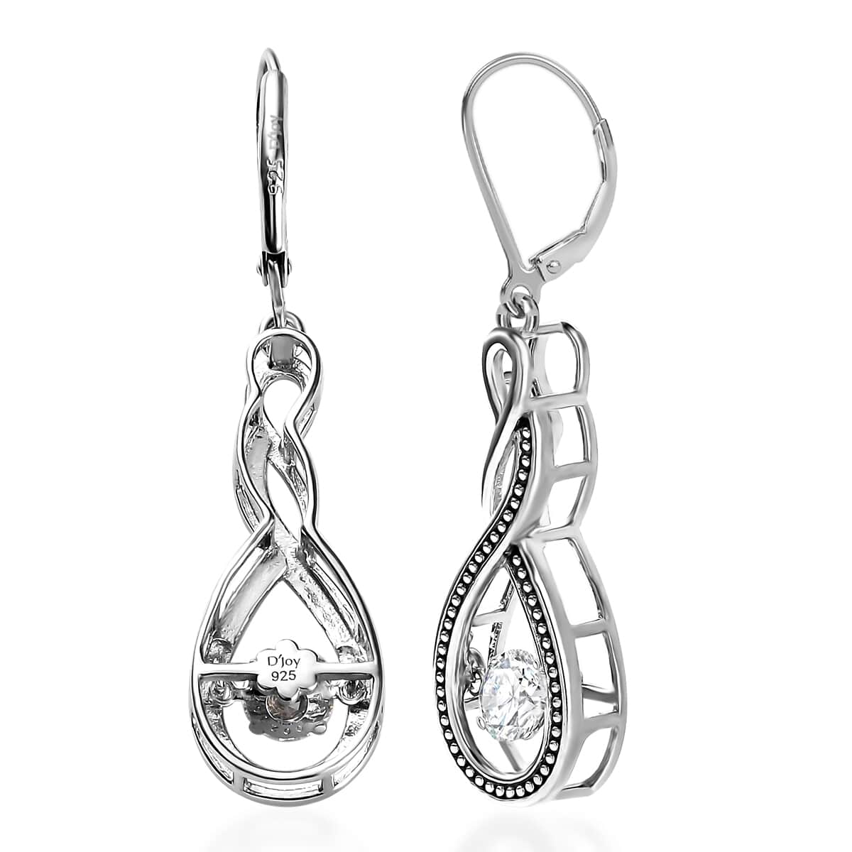 Moissanite Lever Back Earrings in Platinum Over Sterling Silver 0.90 ctw image number 3