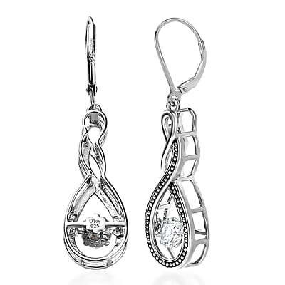 Moissanite Lever Back Earrings in Platinum Over Sterling Silver 0.90 ctw