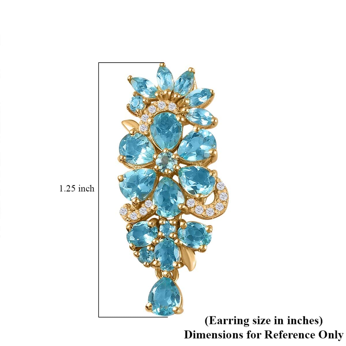 Betroka Blue Apatite and White Zircon Floral Earrings in Vermeil Yellow Gold Over Sterling Silver 7.15 ctw image number 4