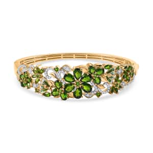 Chrome Diopside and White Zircon Bangle Bracelet in Vermeil Yellow Gold Over Sterling Silver (7.25 In) 11.75 ctw