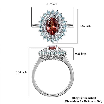 Blush Apatite and Multi Gemstone Floral Ring in Platinum Over Sterling Silver (Size 10.0) 2.10 ctw