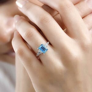 Peacock Triplet Quartz and White Zircon 2.08 ctw Ring in Platinum Over Sterling Silver (Size 8.0)
