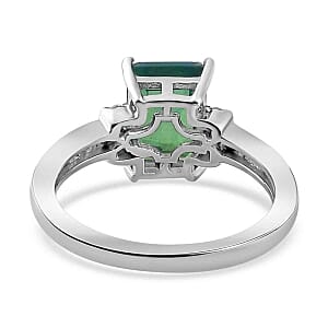 Peacock Triplet Quartz and White Zircon 2.08 ctw Ring in Platinum Over Sterling Silver (Size 8.0)