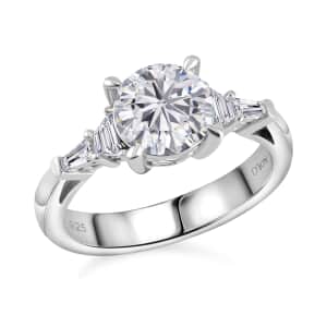 Moissanite Statement Ring in Platinum Over Sterling Silver (Size 10.0) 2.00 ctw