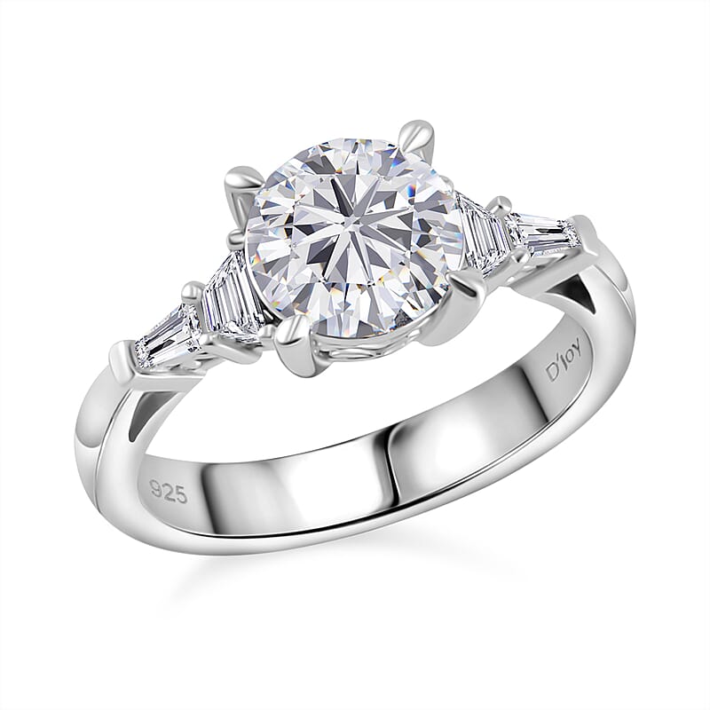 Moissanite (Rnd 8mm) Statement Ring in Platinum Over Sterling Silver (Size 10.0) 2.00 ctw