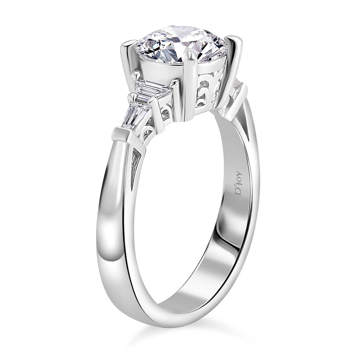 Moissanite (Rnd 8mm) Statement Ring in Platinum Over Sterling Silver (Size 10.0) 2.00 ctw