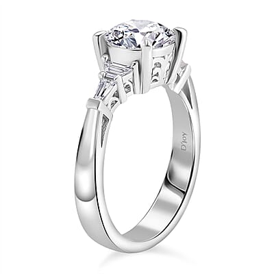 Moissanite (Rnd 8mm) Statement Ring in Platinum Over Sterling Silver (Size 10.0) 2.00 ctw