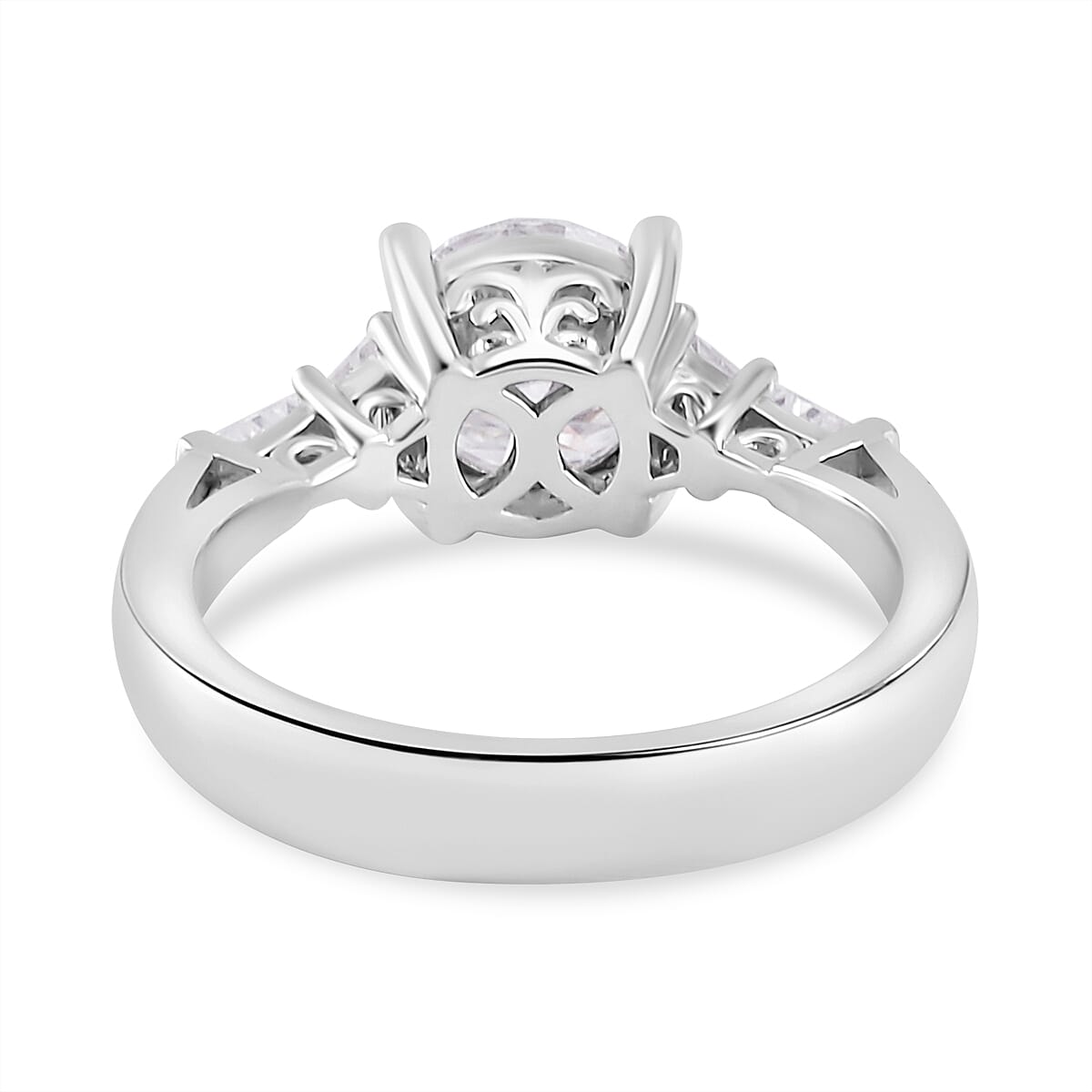 Moissanite (Rnd 8mm) Statement Ring in Platinum Over Sterling Silver (Size 10.0) 2.00 ctw