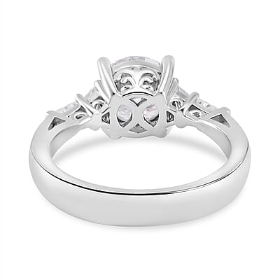 Moissanite (Rnd 8mm) Statement Ring in Platinum Over Sterling Silver (Size 10.0) 2.00 ctw