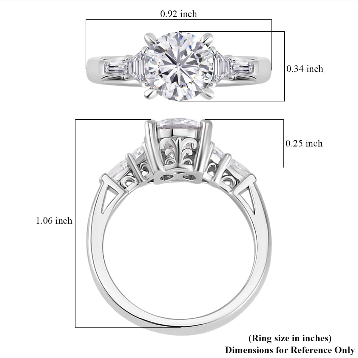 Moissanite Statement Ring in Platinum Over Sterling Silver (Size 10.0) 2.00 ctw image number 5