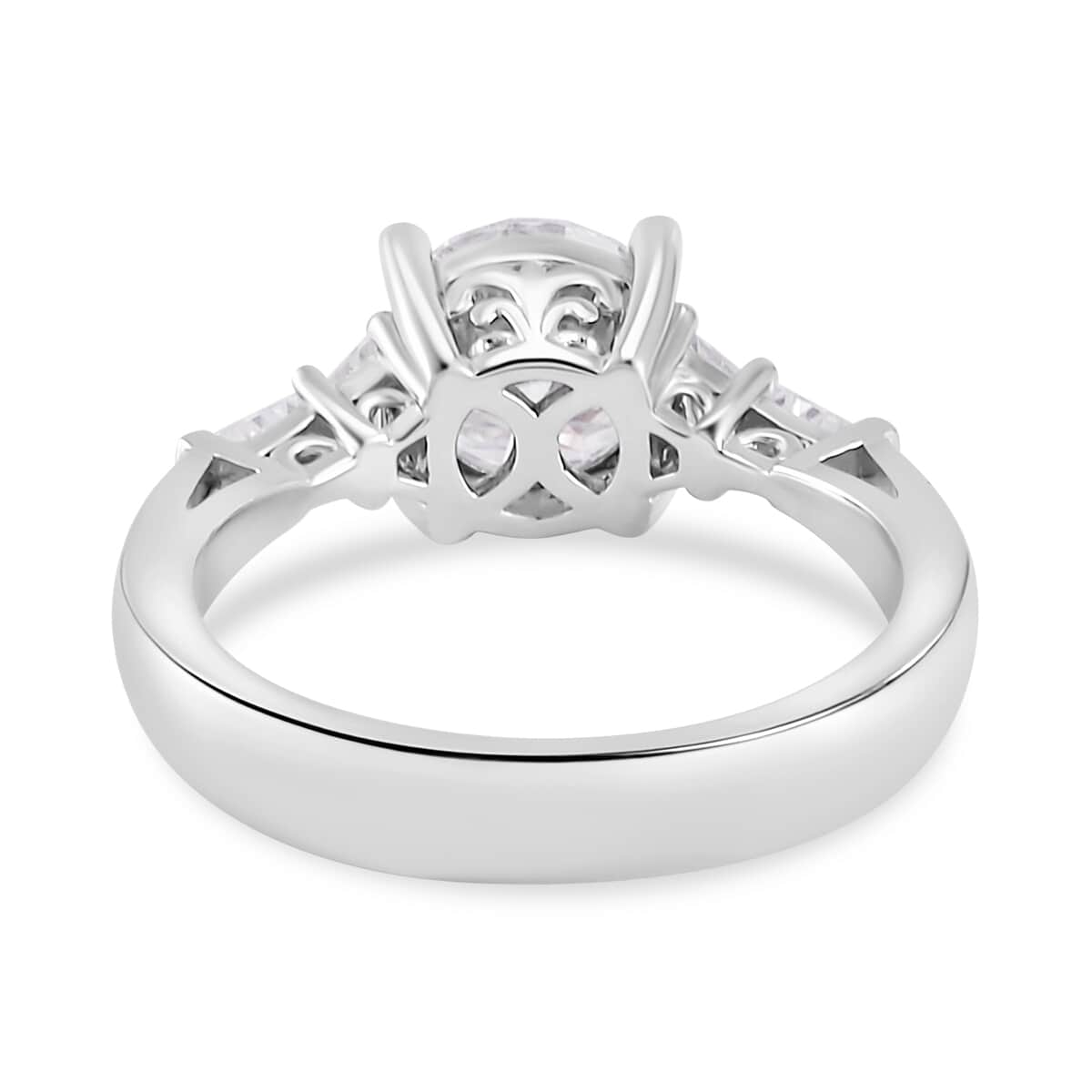 Moissanite Statement Ring in Platinum Over Sterling Silver (Size 5.0) 2.00 ctw image number 4