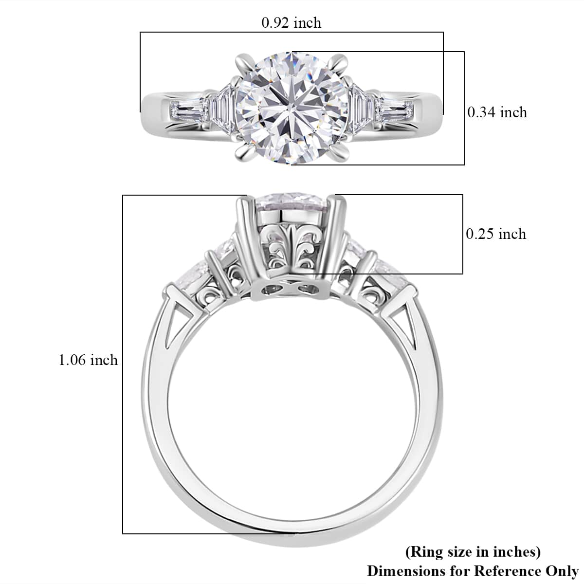 Moissanite Statement Ring in Platinum Over Sterling Silver (Size 5.0) 2.00 ctw image number 5