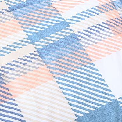 Closeout Supreme Living 6pcs Gray, Pink & Blue Plaid Microfiber Sheet Set -Queen