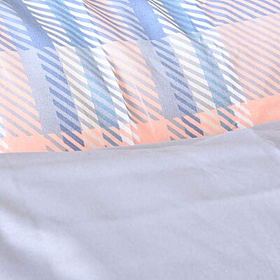 Closeout Supreme Living 6pcs Gray, Pink & Blue Plaid Microfiber Sheet Set -Queen