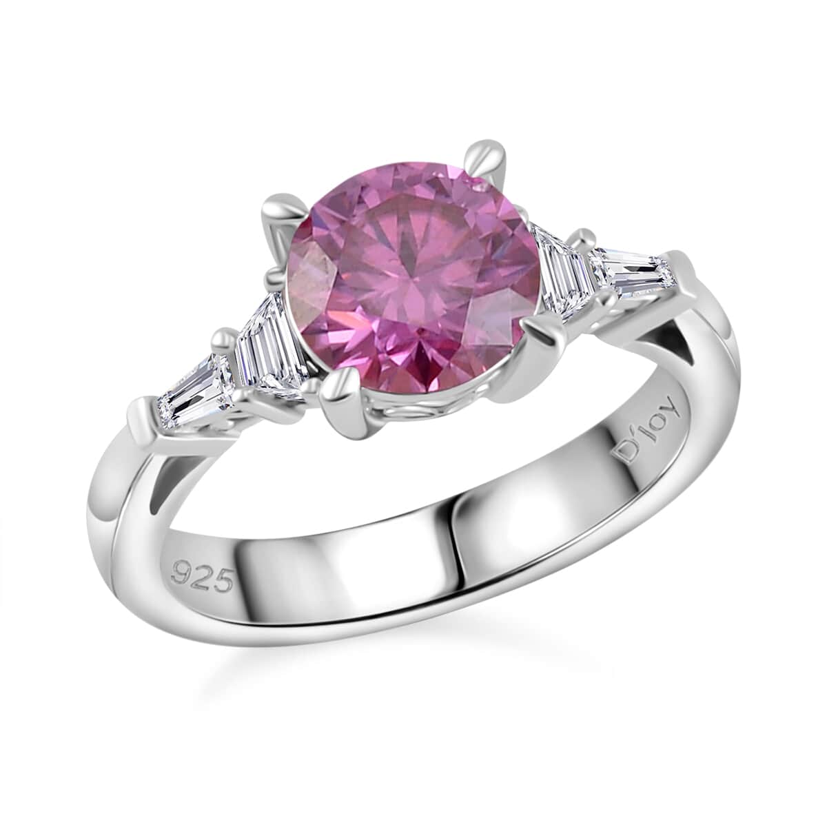 Pink Moissanite and White Moissanite Statement Ring in Platinum Over Sterling Silver (Size 10.0) 2.00 ctw image number 0