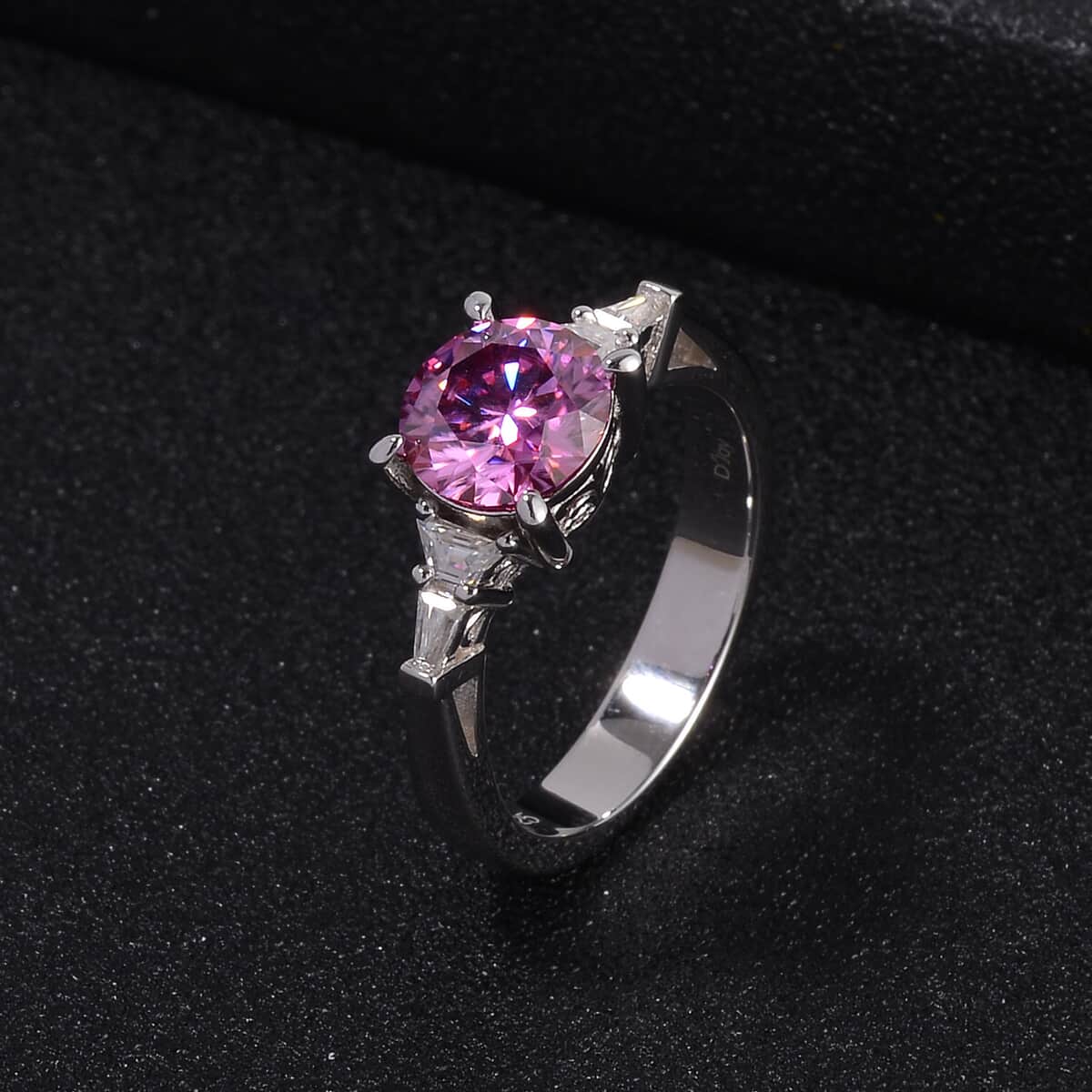 Pink Moissanite and White Moissanite Statement Ring in Platinum Over Sterling Silver (Size 10.0) 2.00 ctw image number 1