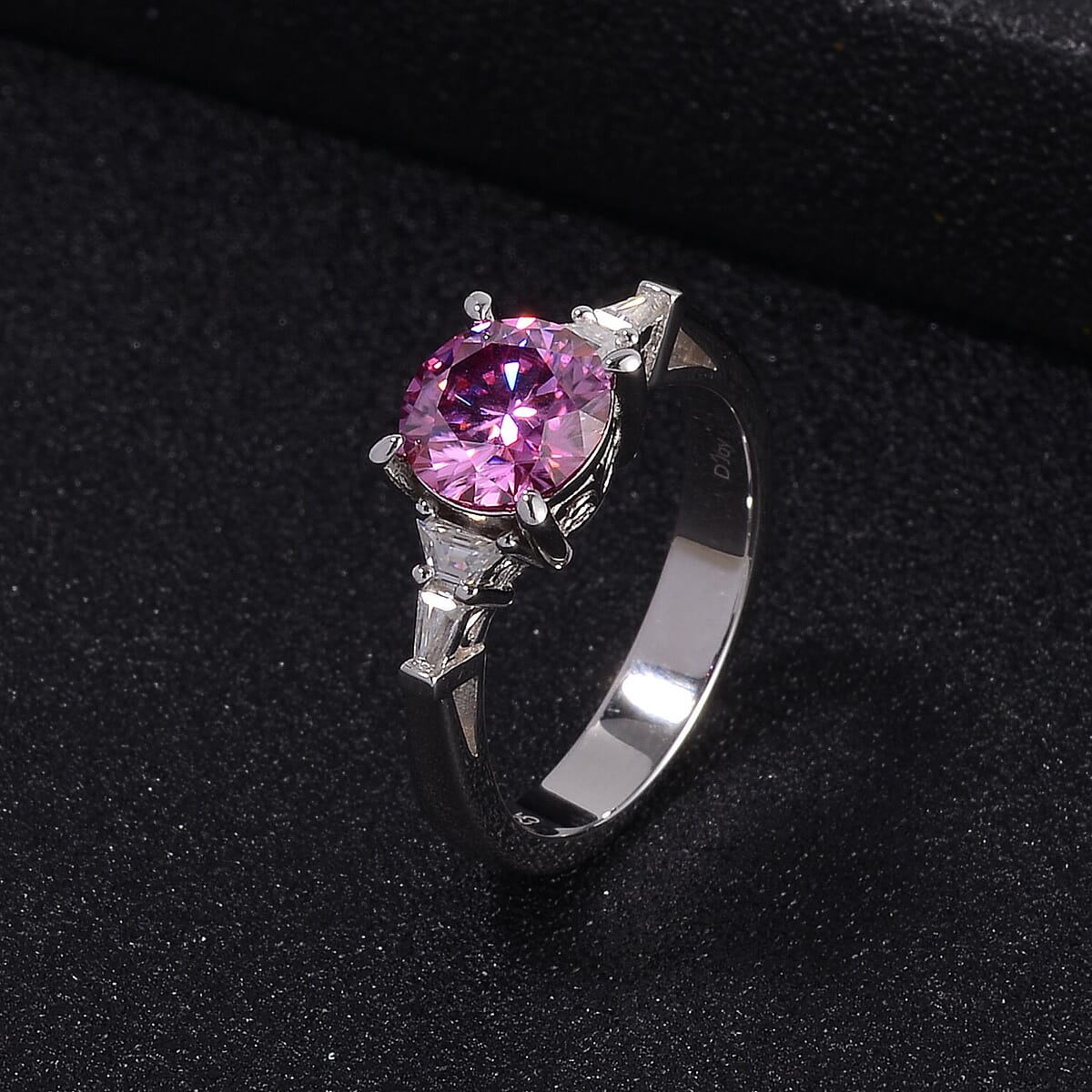 Pink Moissanite and White Moissanite Statement Ring in Platinum Over Sterling Silver (Size 5.0) 2.00 ctw image number 1