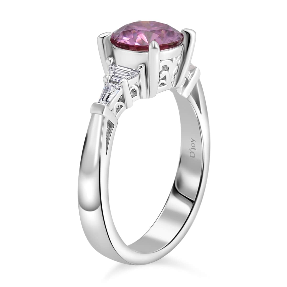 Pink Moissanite and White Moissanite Statement Ring in Platinum Over Sterling Silver (Size 7.0) 2.00 ctw image number 3