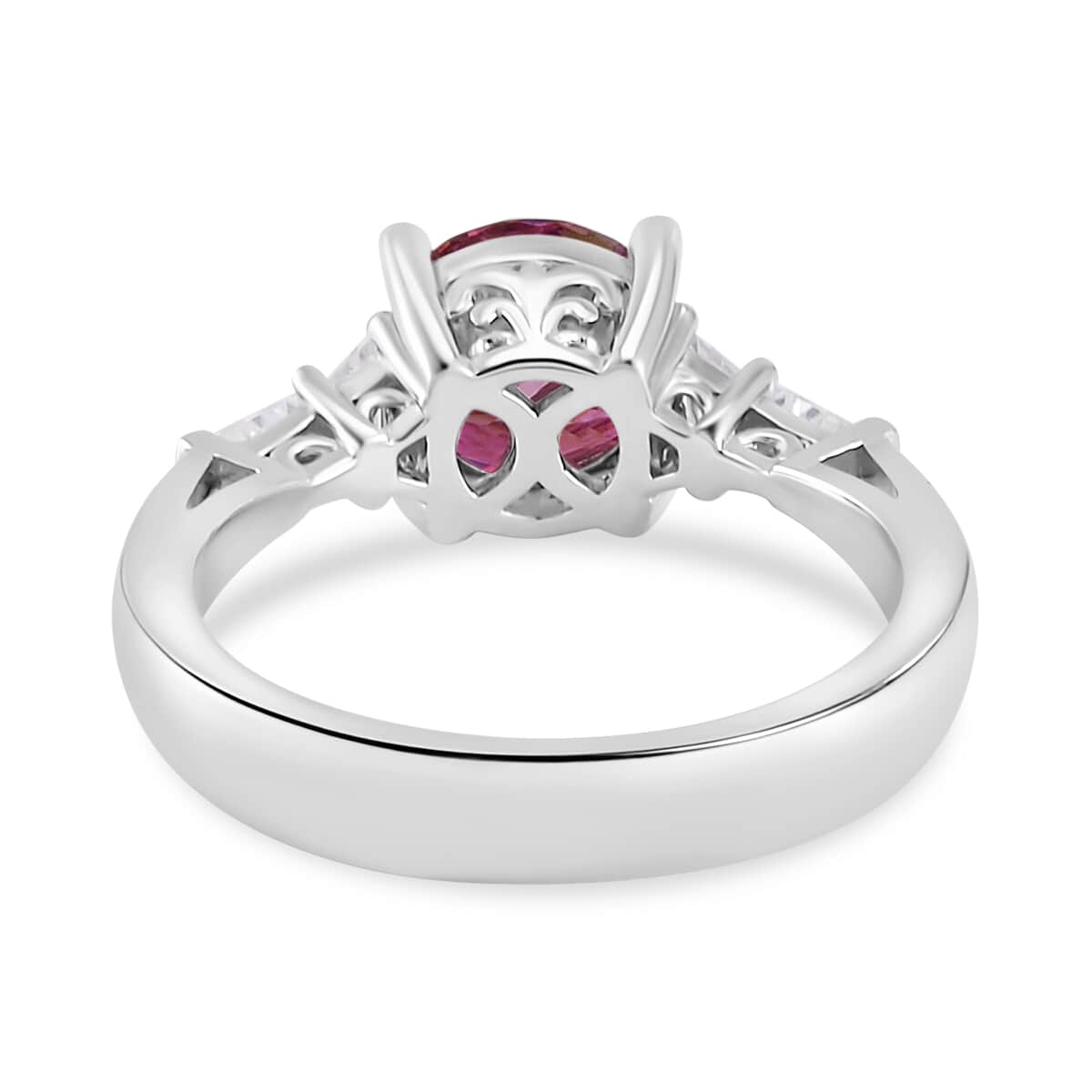 Pink Moissanite and White Moissanite Statement Ring in Platinum Over Sterling Silver (Size 9.0) 2.00 ctw image number 4