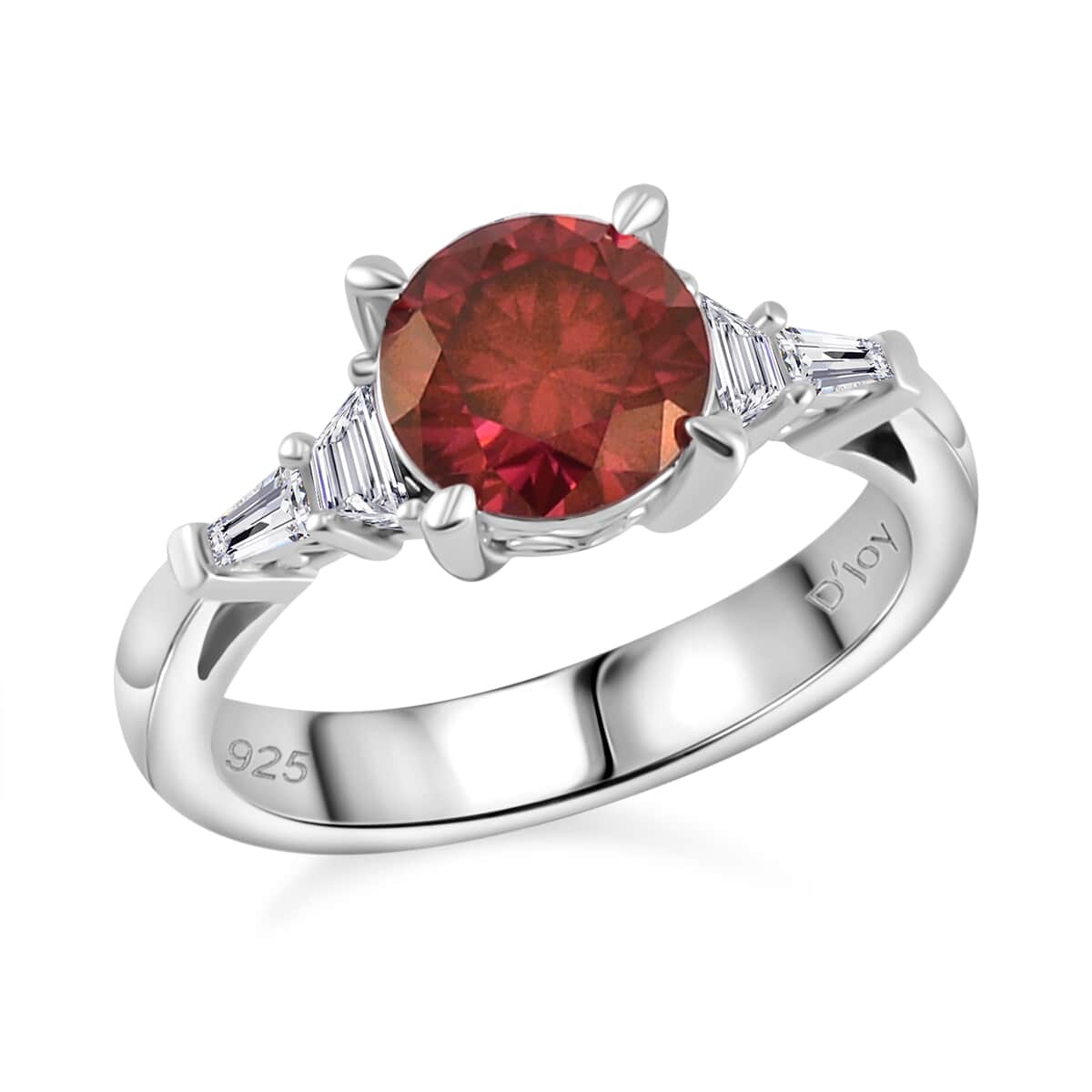 Luxury Red Moissanite and White Moissanite Statement Ring in Platinum Over Sterling Silver (Size 10.0) 2.00 ctw image number 0