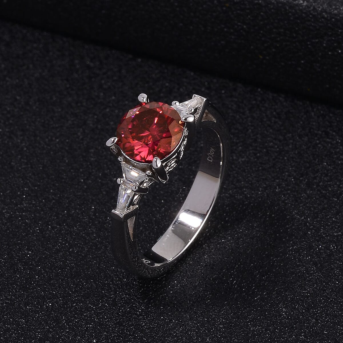 Luxury Red Moissanite and White Moissanite Ring in Platinum Over Sterling Silver (Size 7.0) 2.00 ctw image number 1