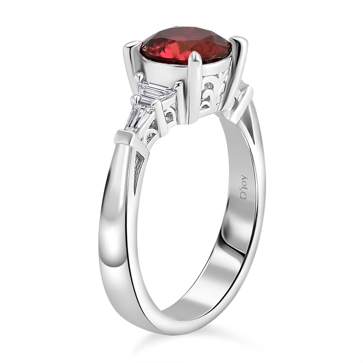 Luxury Red Moissanite and White Moissanite Ring in Platinum Over Sterling Silver (Size 7.0) 2.00 ctw image number 3