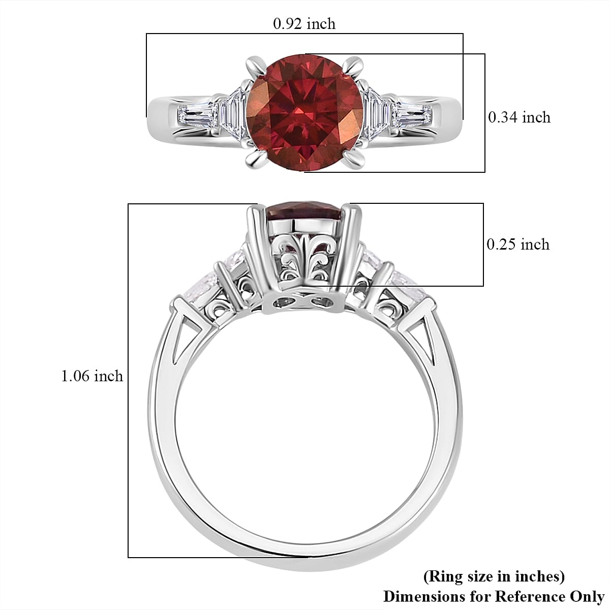 Luxury Red Moissanite and White Moissanite Ring in Platinum Over Sterling Silver (Size 7.0) 2.00 ctw image number 5