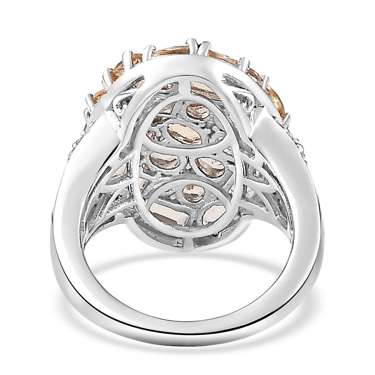 Premium Golden Imperial Topaz and White Zircon Ring in Platinum Over Sterling Silver (Size 10.0) 4.90 ctw