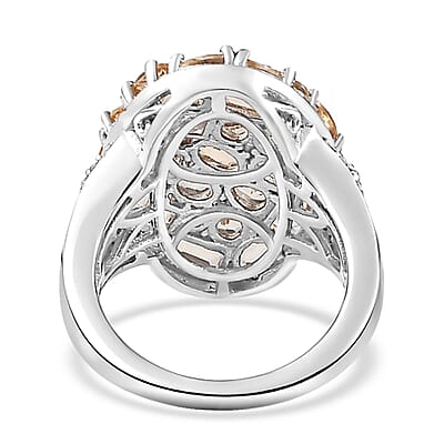 Premium Golden Imperial Topaz and White Zircon Ring in Platinum Over Sterling Silver (Size 10.0) 4.90 ctw
