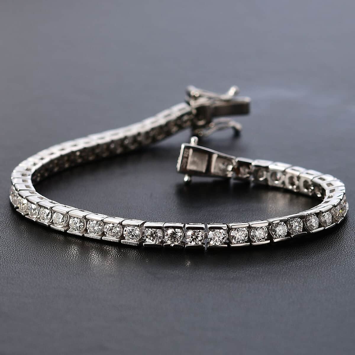 Moissanite Tennis Bracelet in Platinum Over Sterling Silver (6.50 In) (Del. in 10-12 Days) 5.00 ctw image number 1