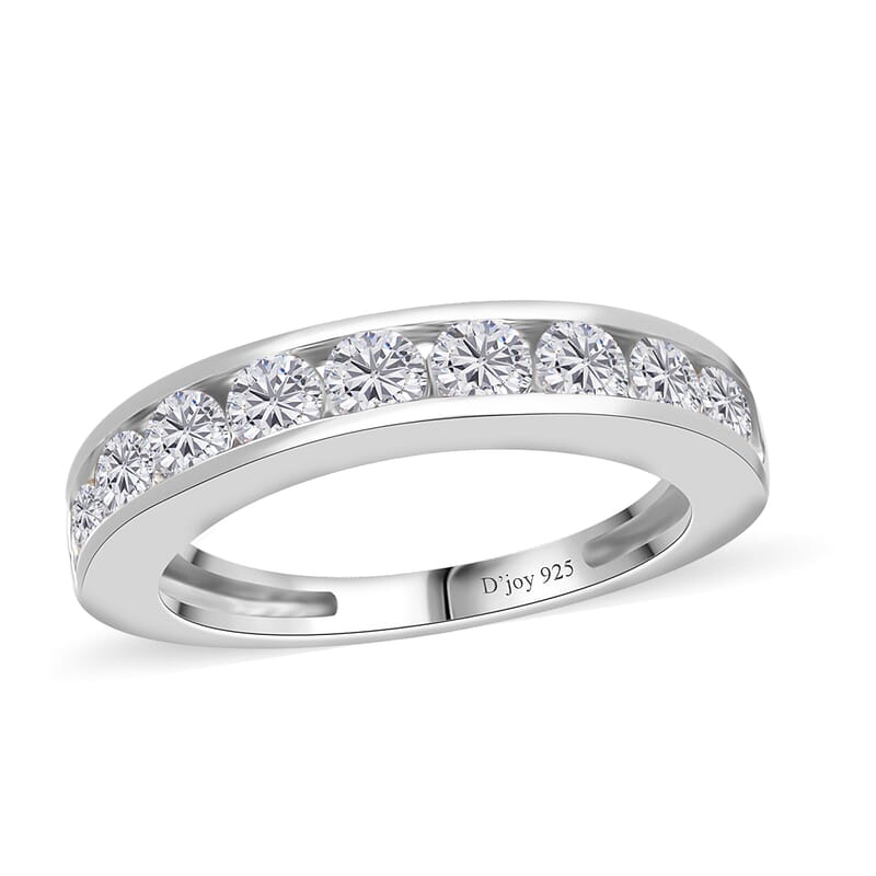 Moissanite Eternity Band Ring in Platinum Over Sterling Silver (Size 10.0) 1.00 ctw