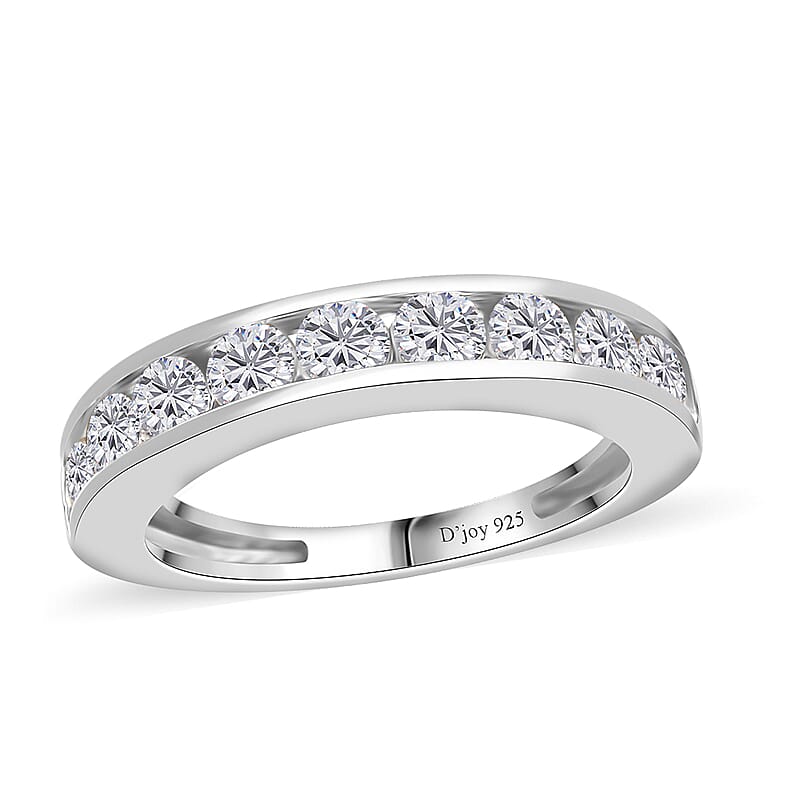 Moissanite Eternity Band Ring in Platinum Over Sterling Silver (Size 10.0) 1.00 ctw