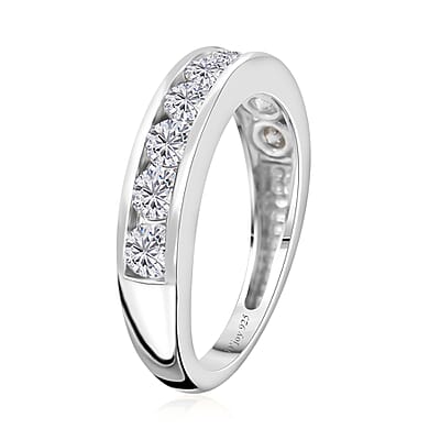 Moissanite Eternity Band Ring in Platinum Over Sterling Silver (Size 10.0) 1.00 ctw