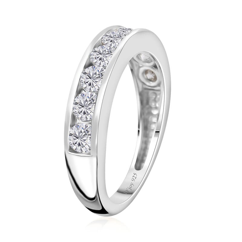 Moissanite Eternity Band Ring in Platinum Over Sterling Silver (Size 10.0) 1.00 ctw