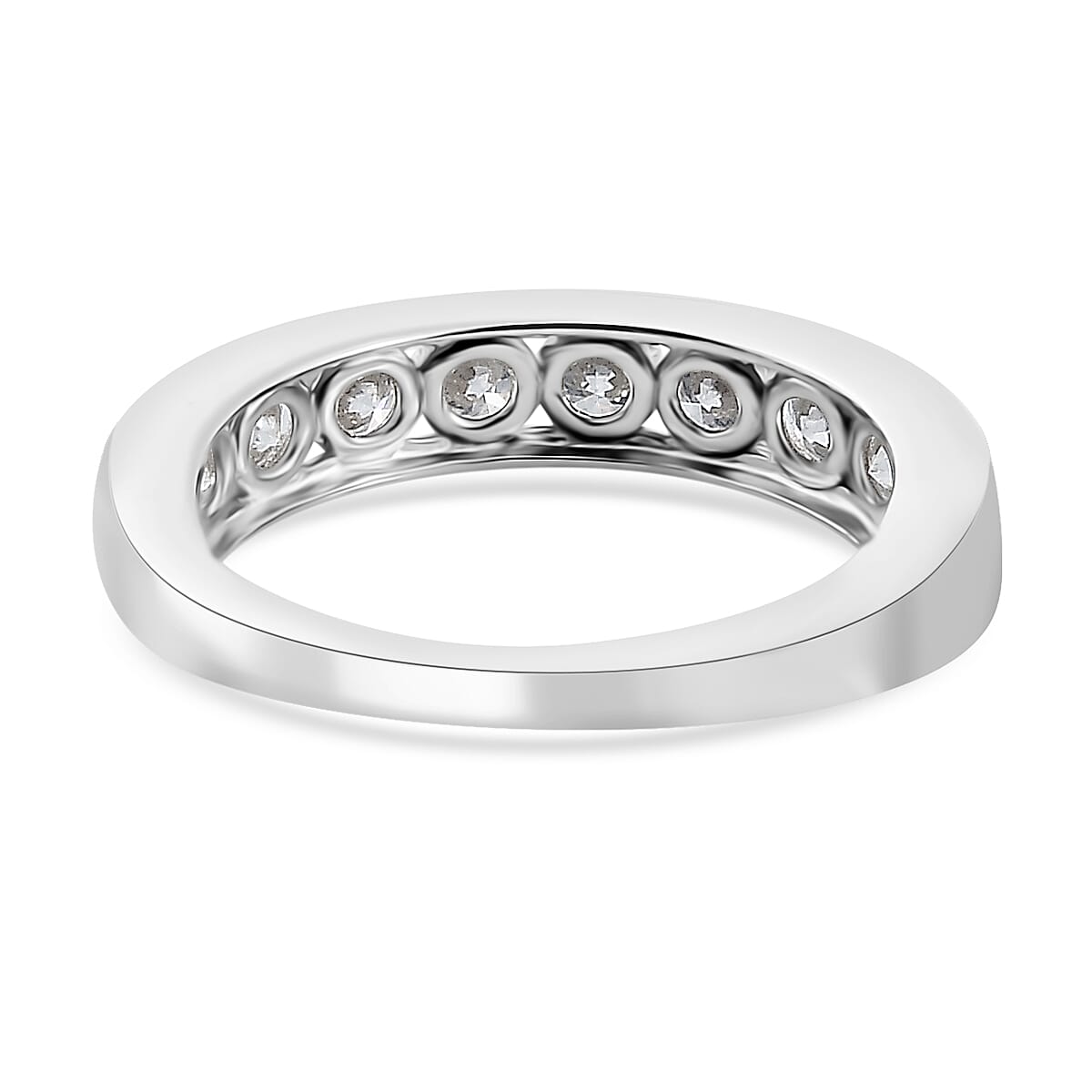 Moissanite Eternity Band Ring in Platinum Over Sterling Silver (Size 10.0) 1.00 ctw
