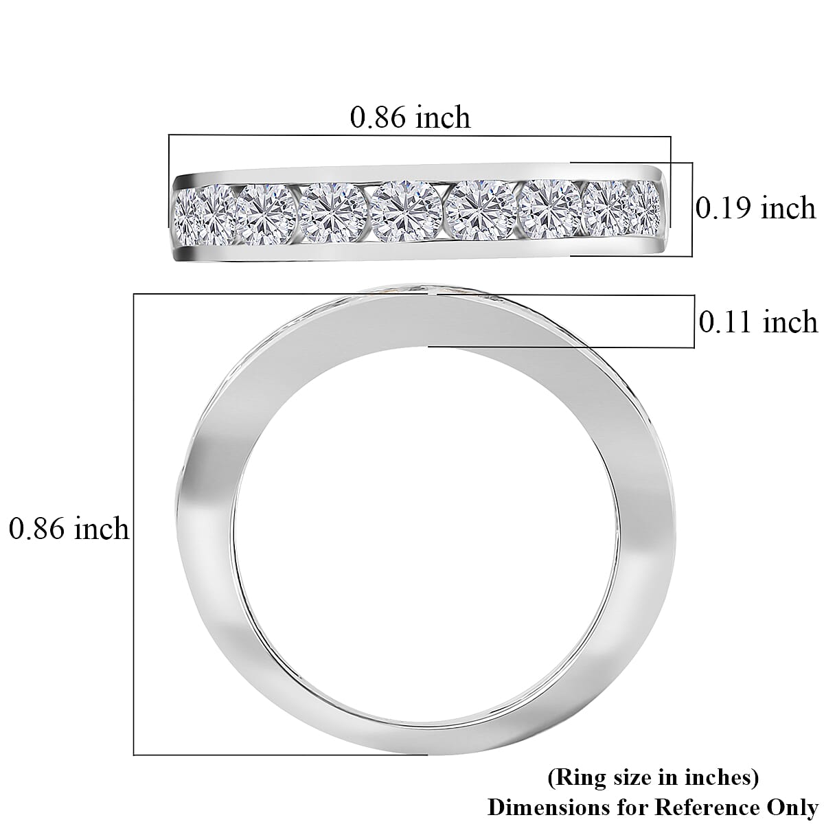 Moissanite Eternity Band Ring in Platinum Over Sterling Silver (Size 10.0) 1.00 ctw