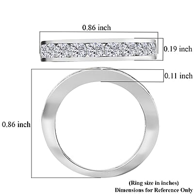 Moissanite Eternity Band Ring in Platinum Over Sterling Silver (Size 10.0) 1.00 ctw