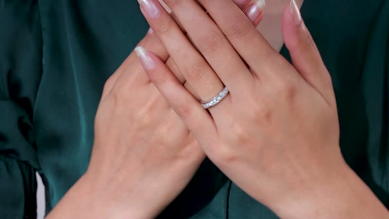 Moissanite Eternity Band Ring in Platinum Over Sterling Silver (Size 10.0) 1.00 ctw