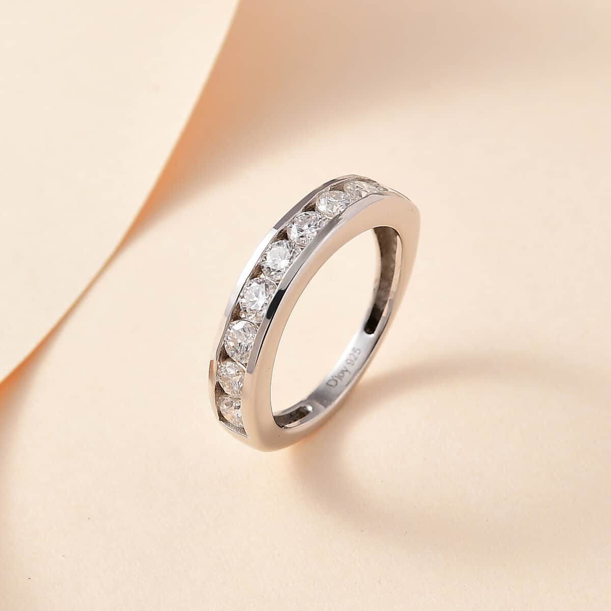 Moissanite Eternity Band Ring in Platinum Over Sterling Silver (Size 7.0) 1.00 ctw image number 1