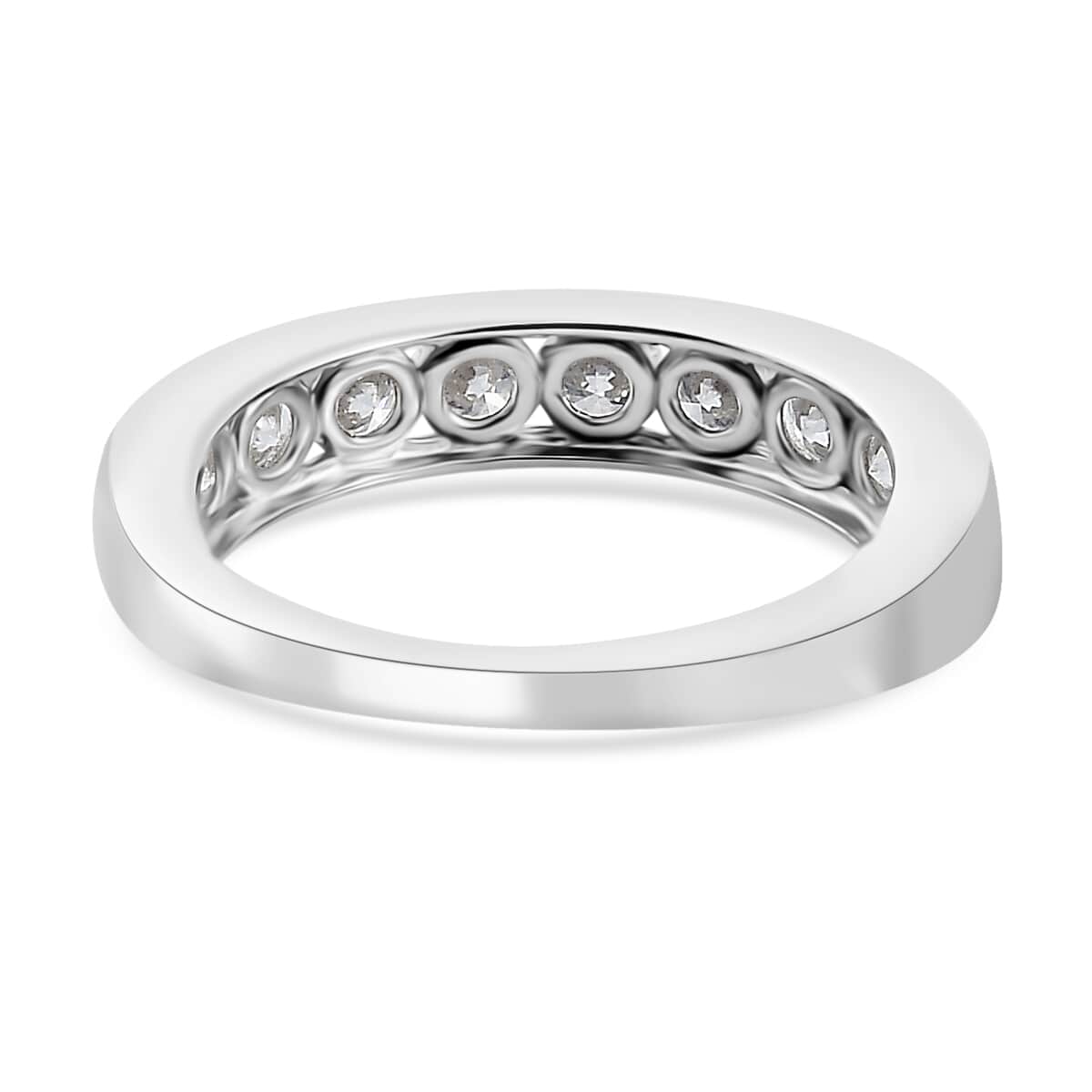 Moissanite Eternity Band Ring in Platinum Over Sterling Silver (Size 7.0) 1.00 ctw image number 4