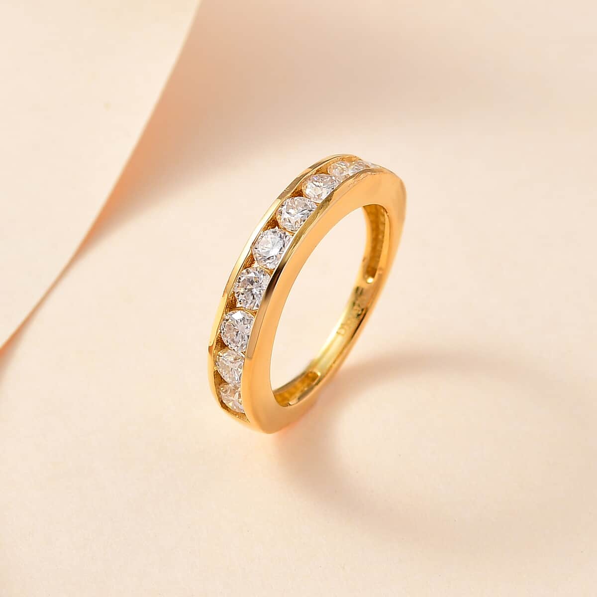 Moissanite Eternity Band Ring in Vermeil Yellow Gold Over Sterling Silver (Size 7.0) 1.00 ctw image number 1