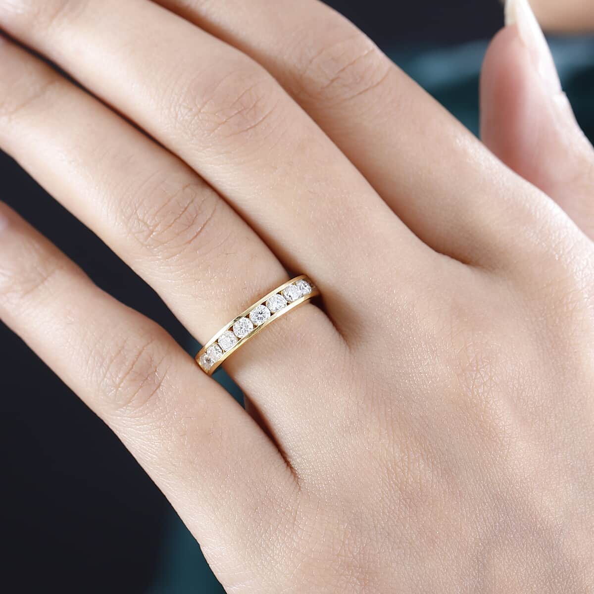 Moissanite Eternity Band Ring in Vermeil Yellow Gold Over Sterling Silver (Size 7.0) 1.00 ctw image number 2