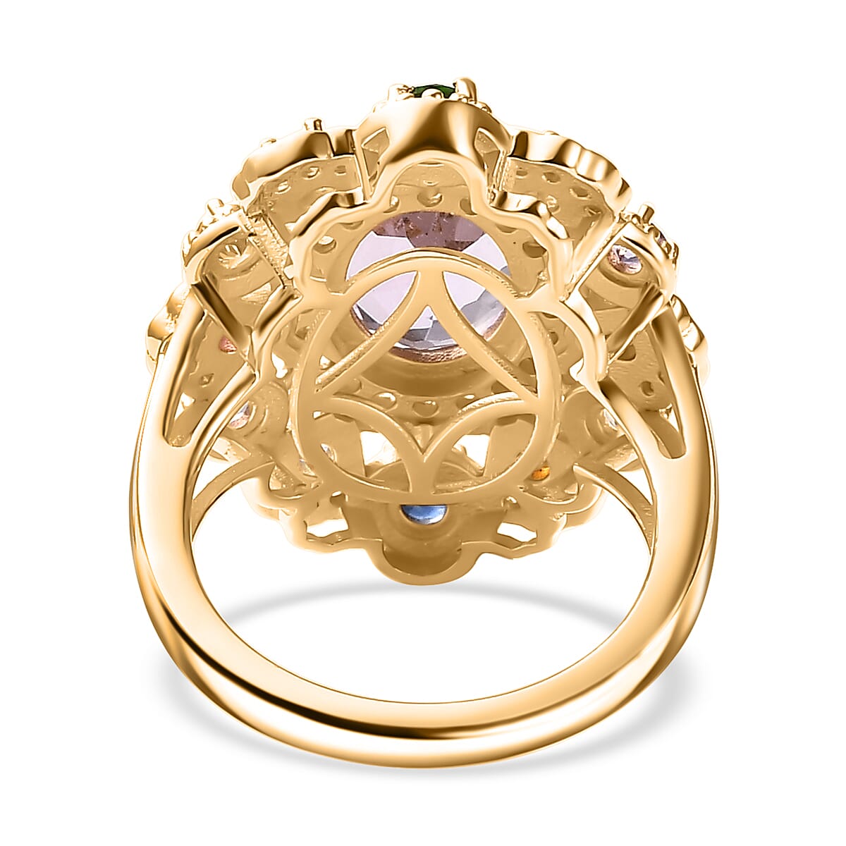 Multi Gemstone Cluster Ring in Vermeil YG Over Sterling Silver (Size 6.0) 4.10 ctw image number 4
