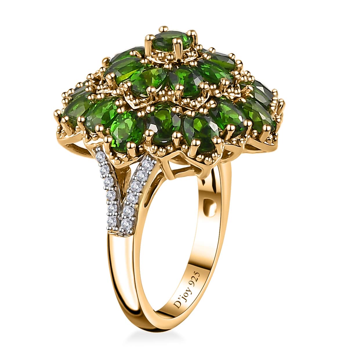 Chrome Diopside and White Zircon Floral Ring in Vermeil Yellow Gold Over Sterling Silver (Size 6.0) 5.35 ctw image number 3