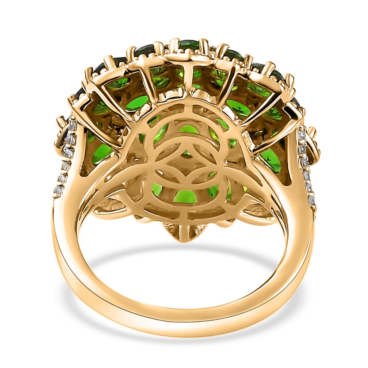 Chrome Diopside and White Zircon Floral Ring in Vermeil Yellow Gold Over Sterling Silver (Size 6.0) 5.35 ctw image number 4