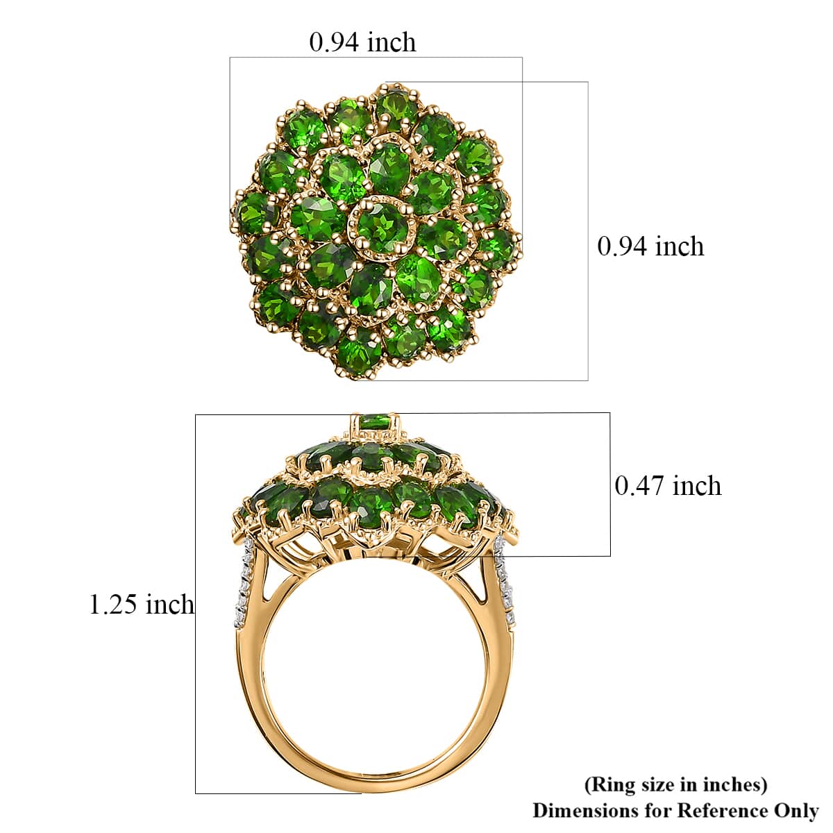 Chrome Diopside and White Zircon Floral Ring in Vermeil Yellow Gold Over Sterling Silver (Size 6.0) 5.35 ctw image number 5