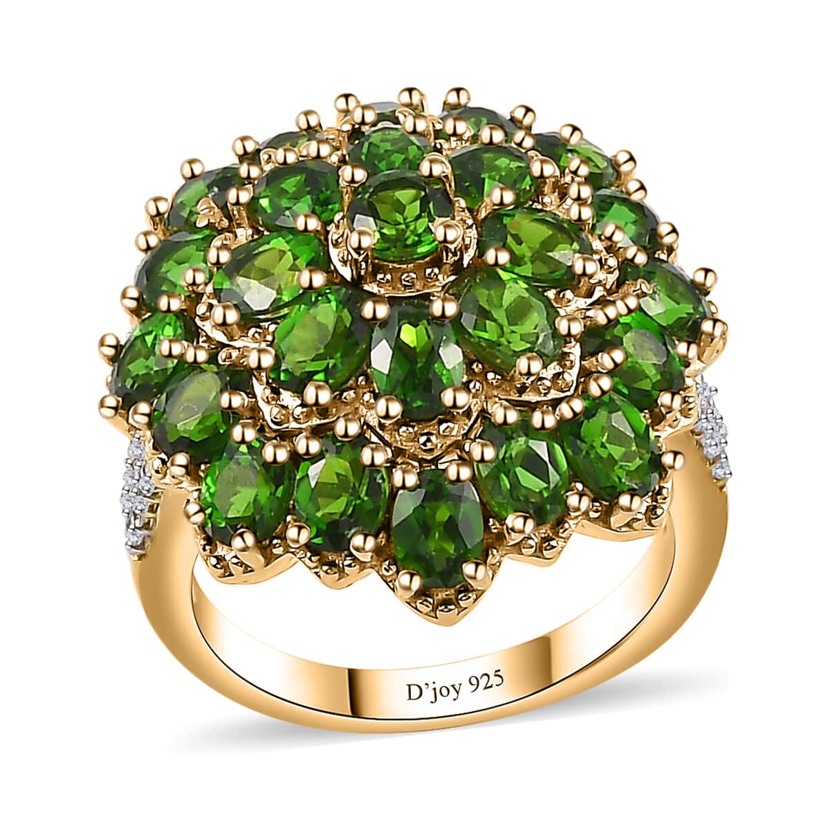 Chrome Diopside and White Zircon Floral Ring in Vermeil Yellow Gold Over Sterling Silver (Size 7.0) 5.35 ctw image number 0