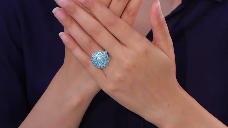 TLV Madagascar Paraiba Apatite, White Zircon Ring in Platinum Over Sterling Silver (Size 10.0) 5.15 ctw