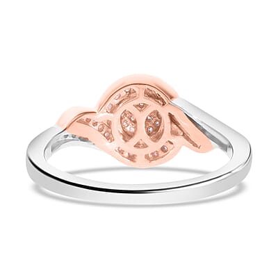 Natural Pink and White Diamond I3 Ring in Vermeil RG and Platinum Over Sterling Silver (Size 10.0) 0.25 ctw